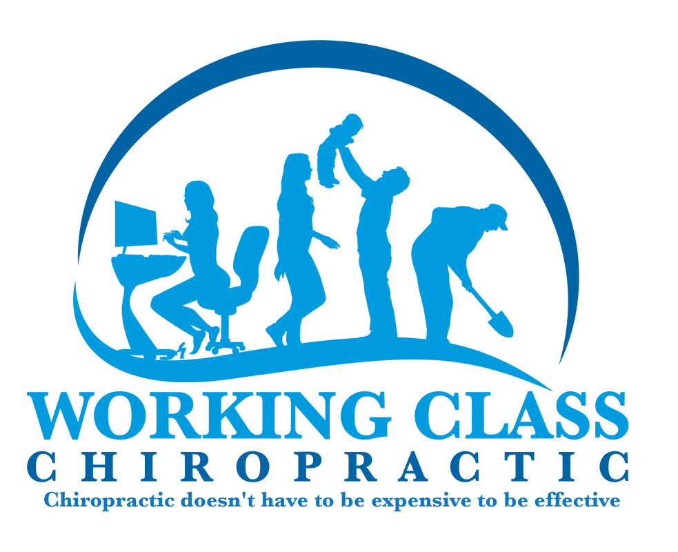 Working Class Chiropractic logo: a working family under an arc, with the line Chiropractic doesn't have to be expensive to be effective.